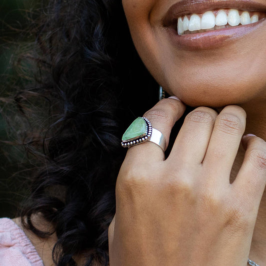 Kashi Semiprecious Large Stone Ring - Prehnite