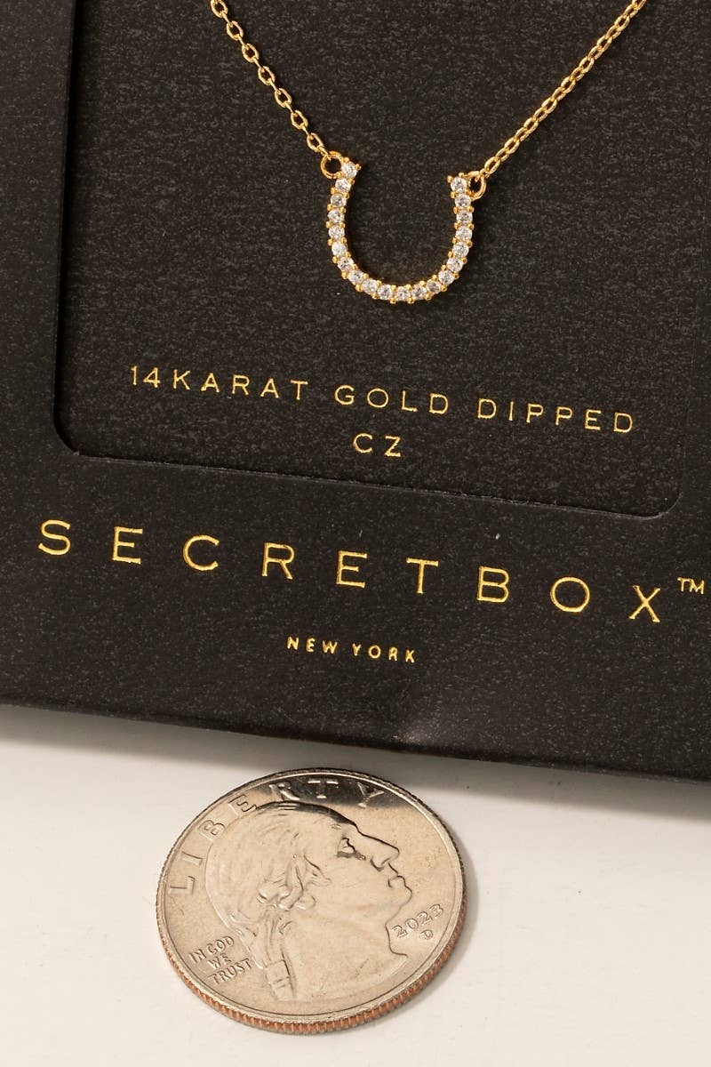 Secret Box Gold Dipped Horse Shoe Pendant Necklace