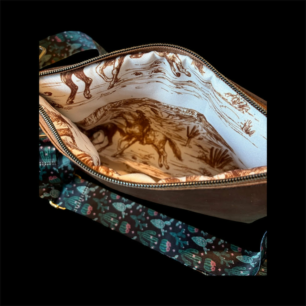 Twisted R Leather Brown Western Yoke Fanny Pack Purse with Cactus Strap – Made in Montana, USA