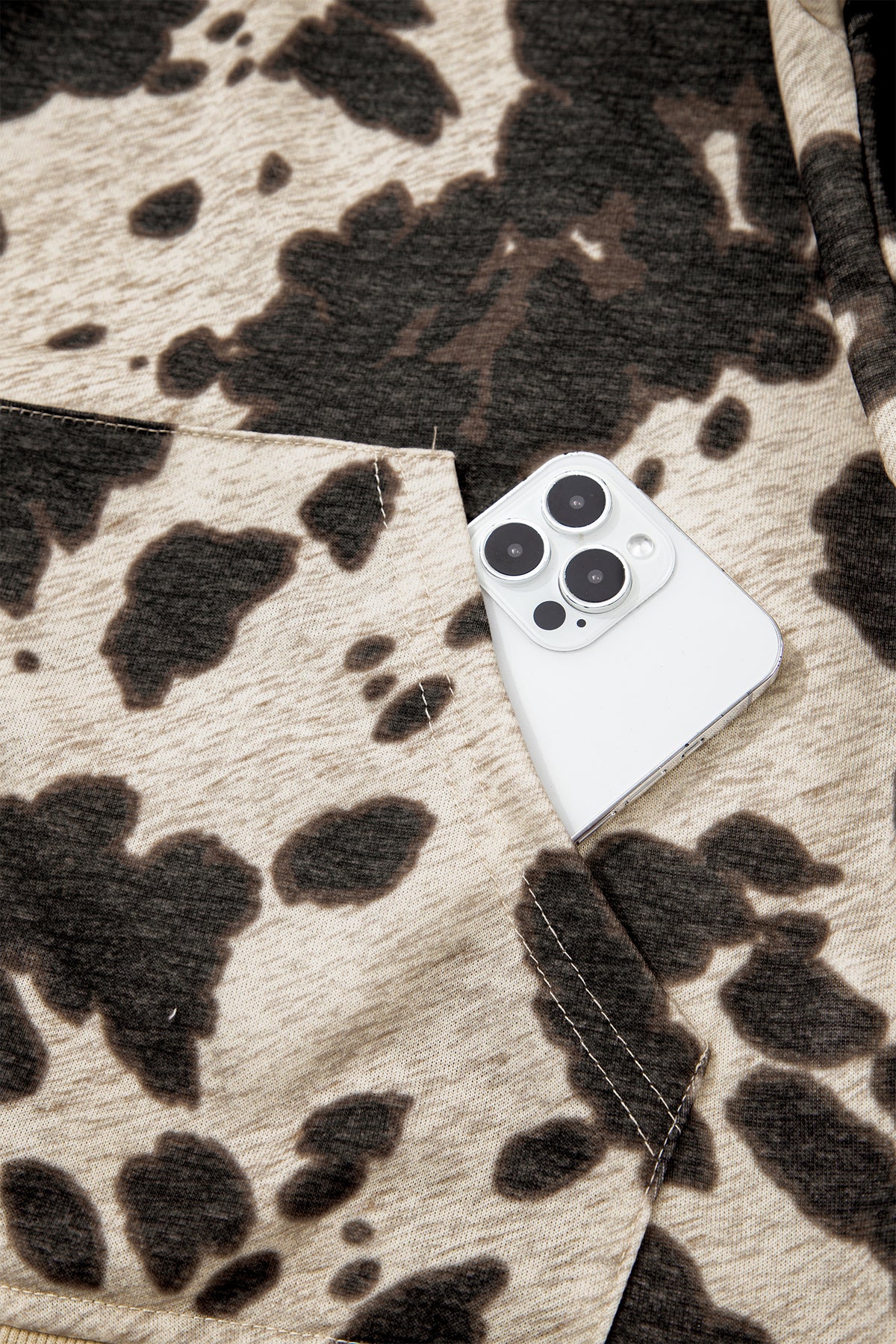 Western Cow Print Pocket Hoodie | S–XL