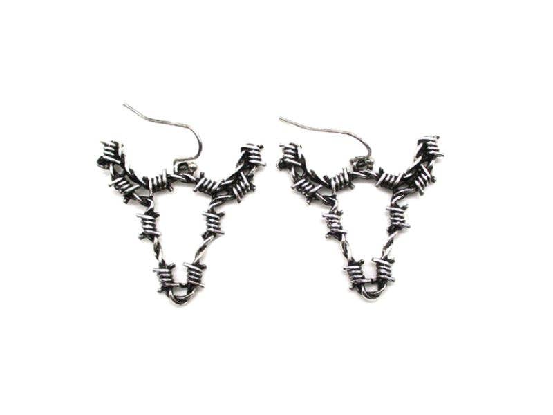 Western Barbed Wire Steerhead Dangle Earring
