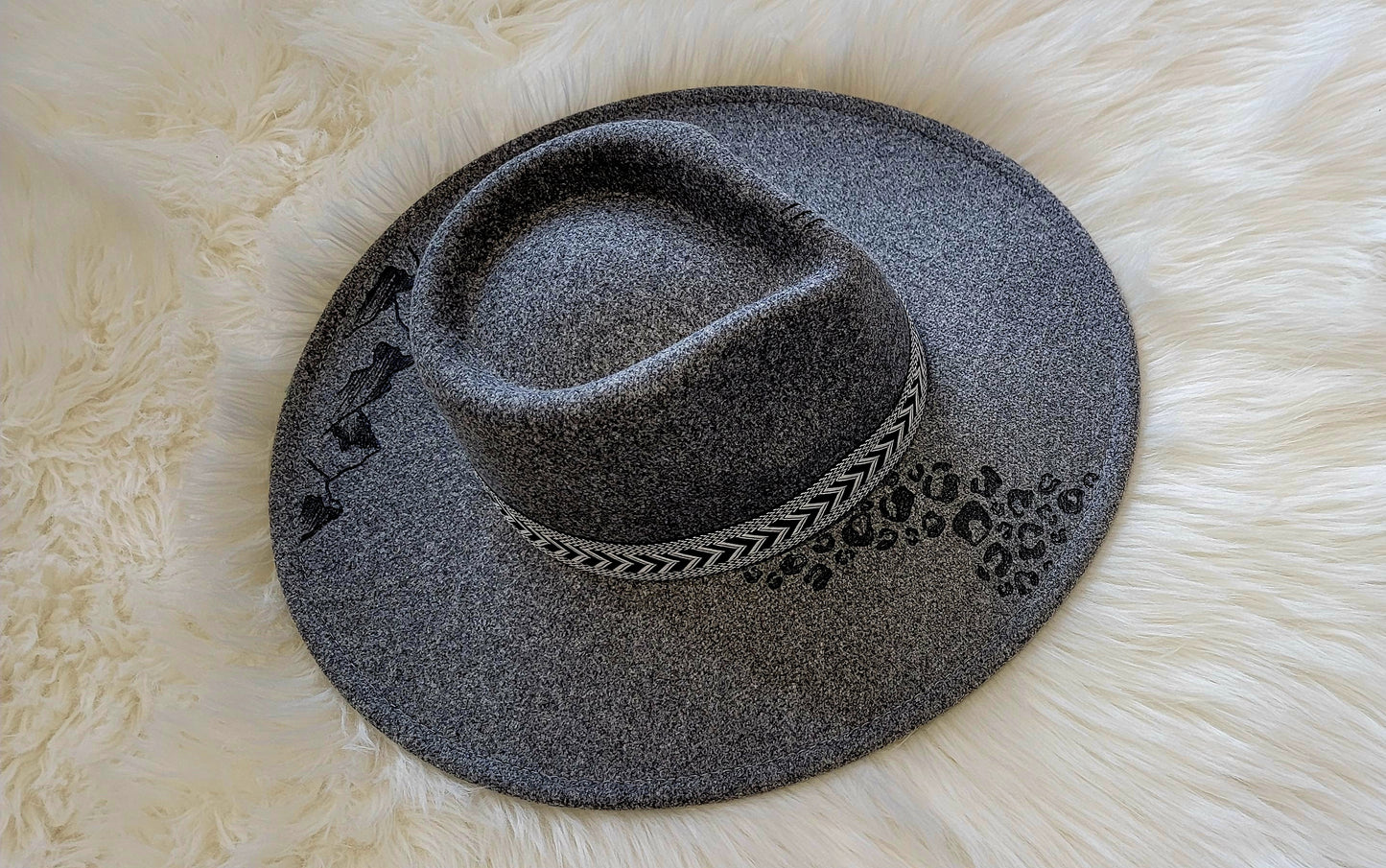 Burnt felt hat - Free handed designs