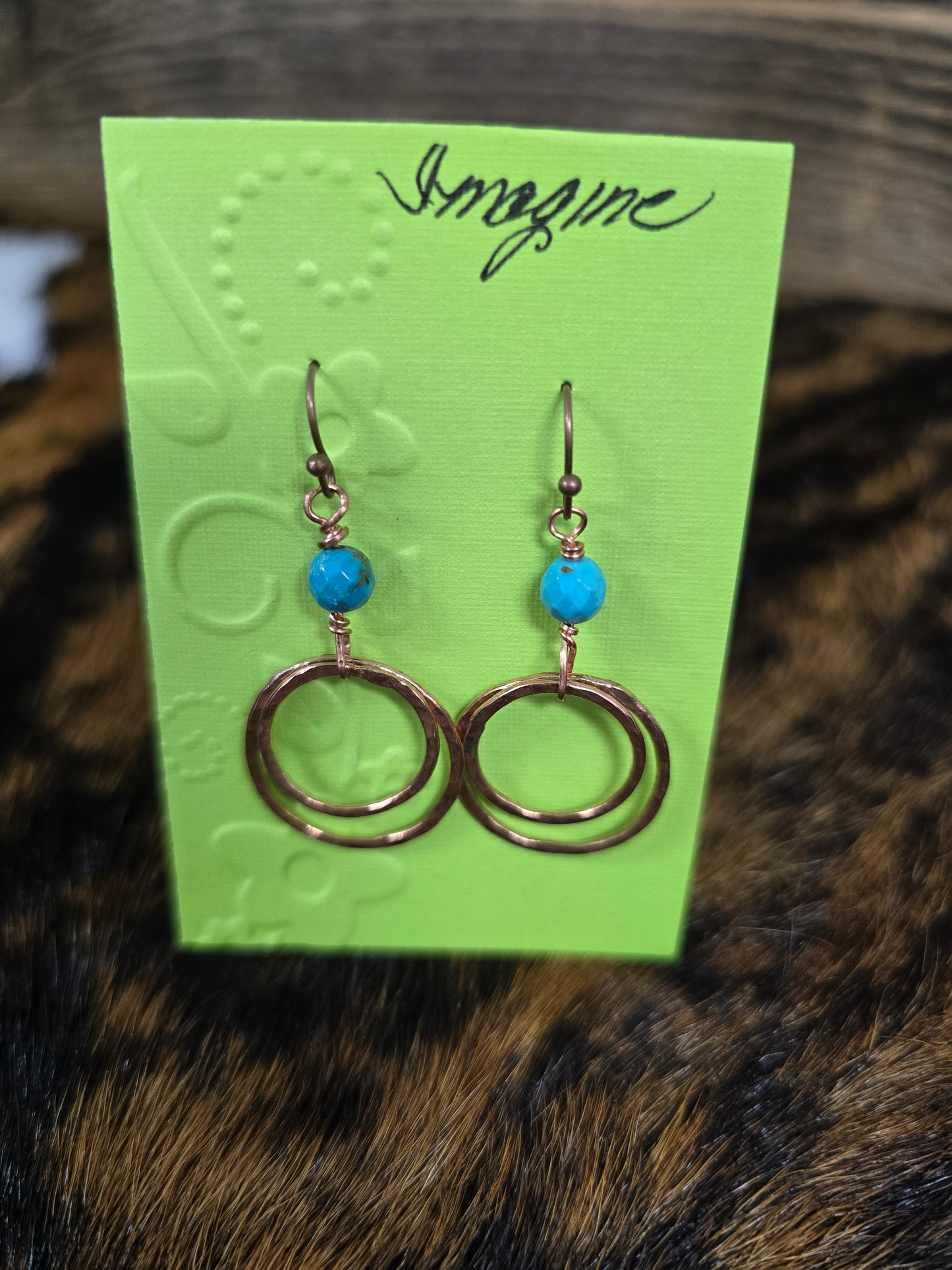 Double Copper Hoops with Turquoise Stones