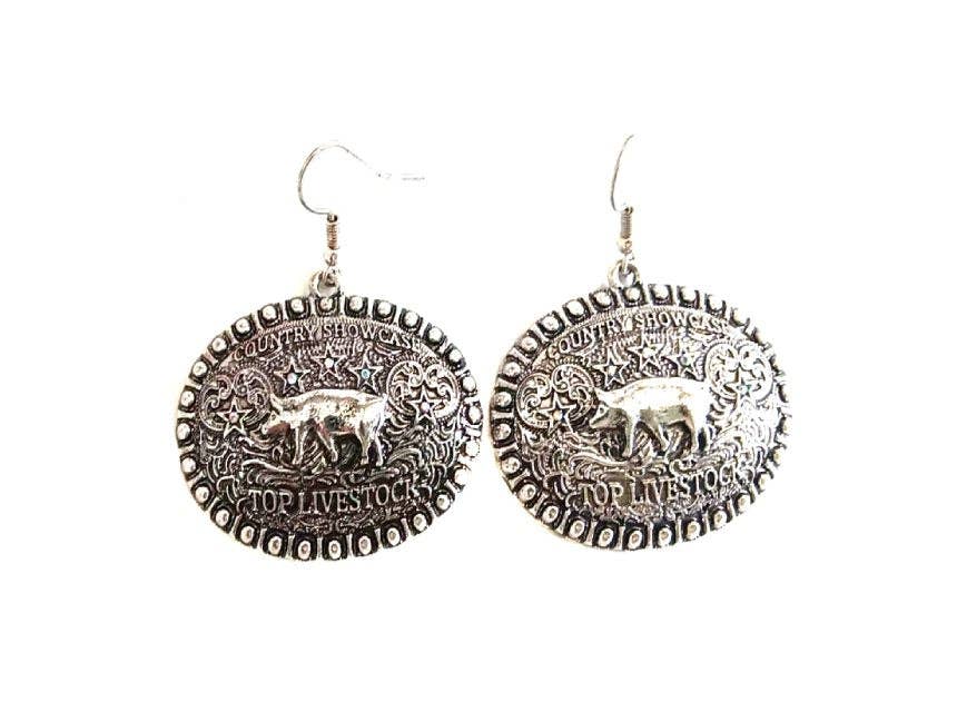 Western Top Livestock Pig Dangle Earring