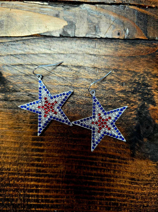 STARRY NIGHTS PATRIOTIC CRYSTAL EARRINGS