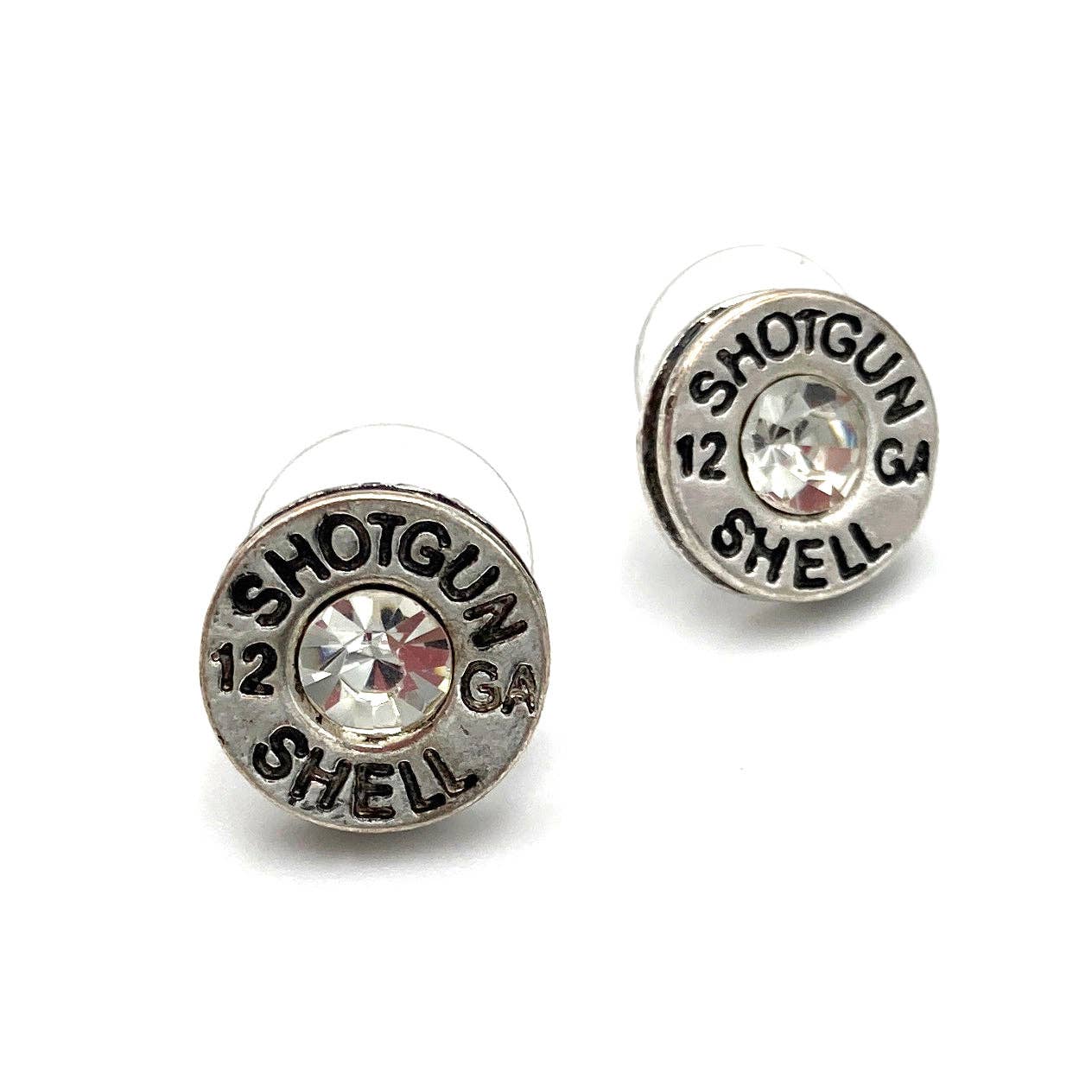 Faux Shotgun Shell Rhinestone Earrings
