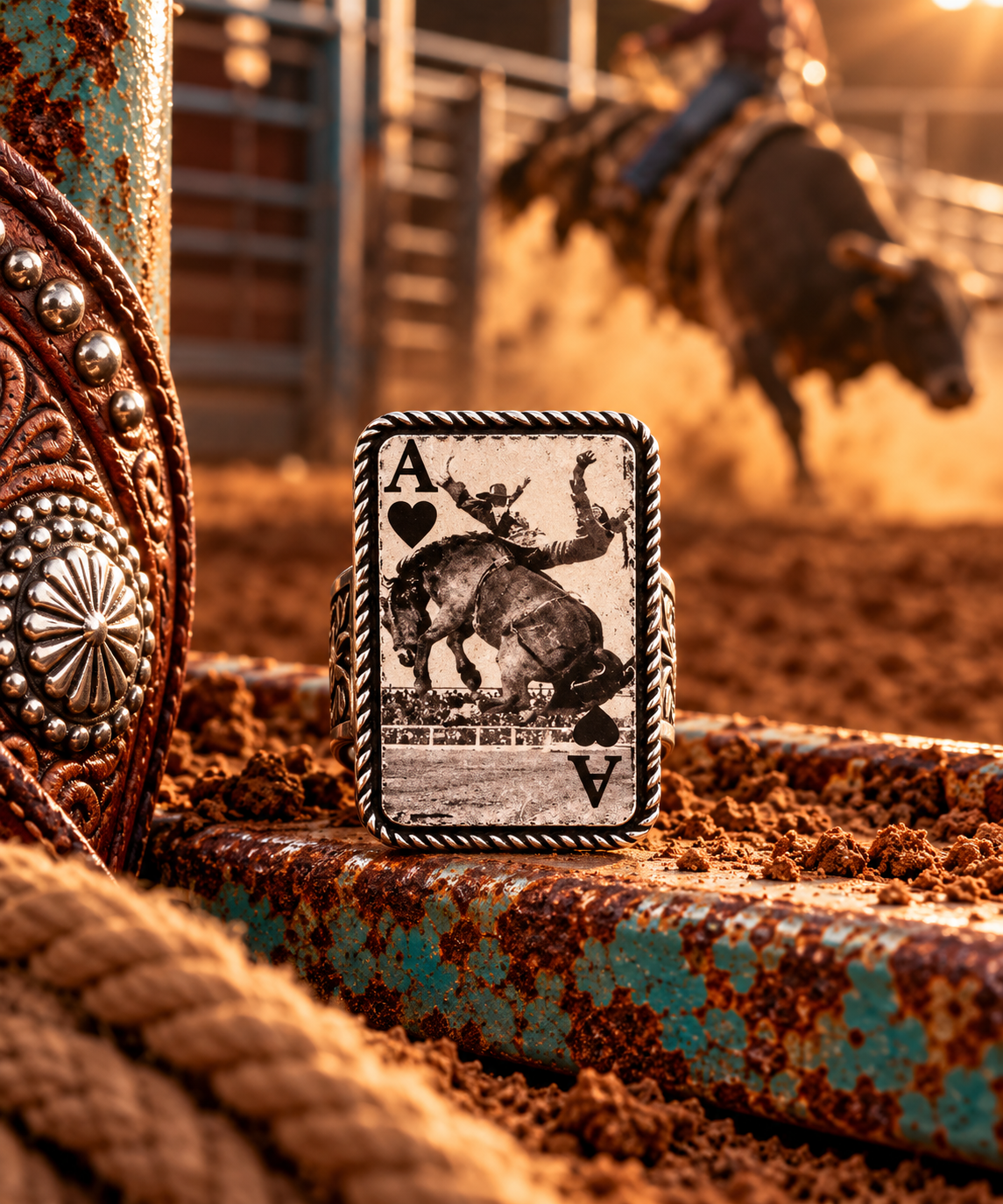 Western Cowboy Ace Card Cuff Ring