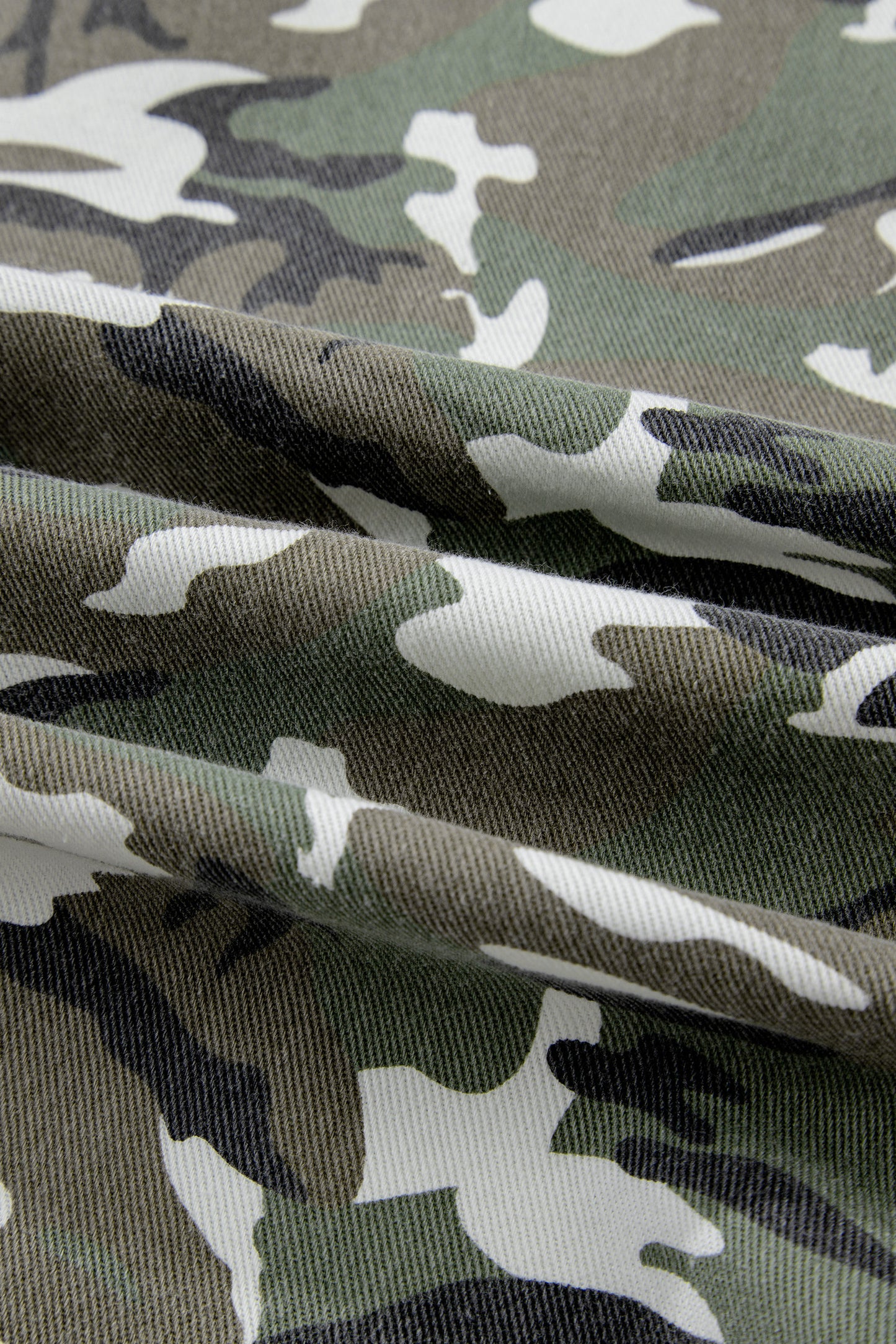 Women’s Green Camo Loose Fit Jean Jacket with Chest Pockets