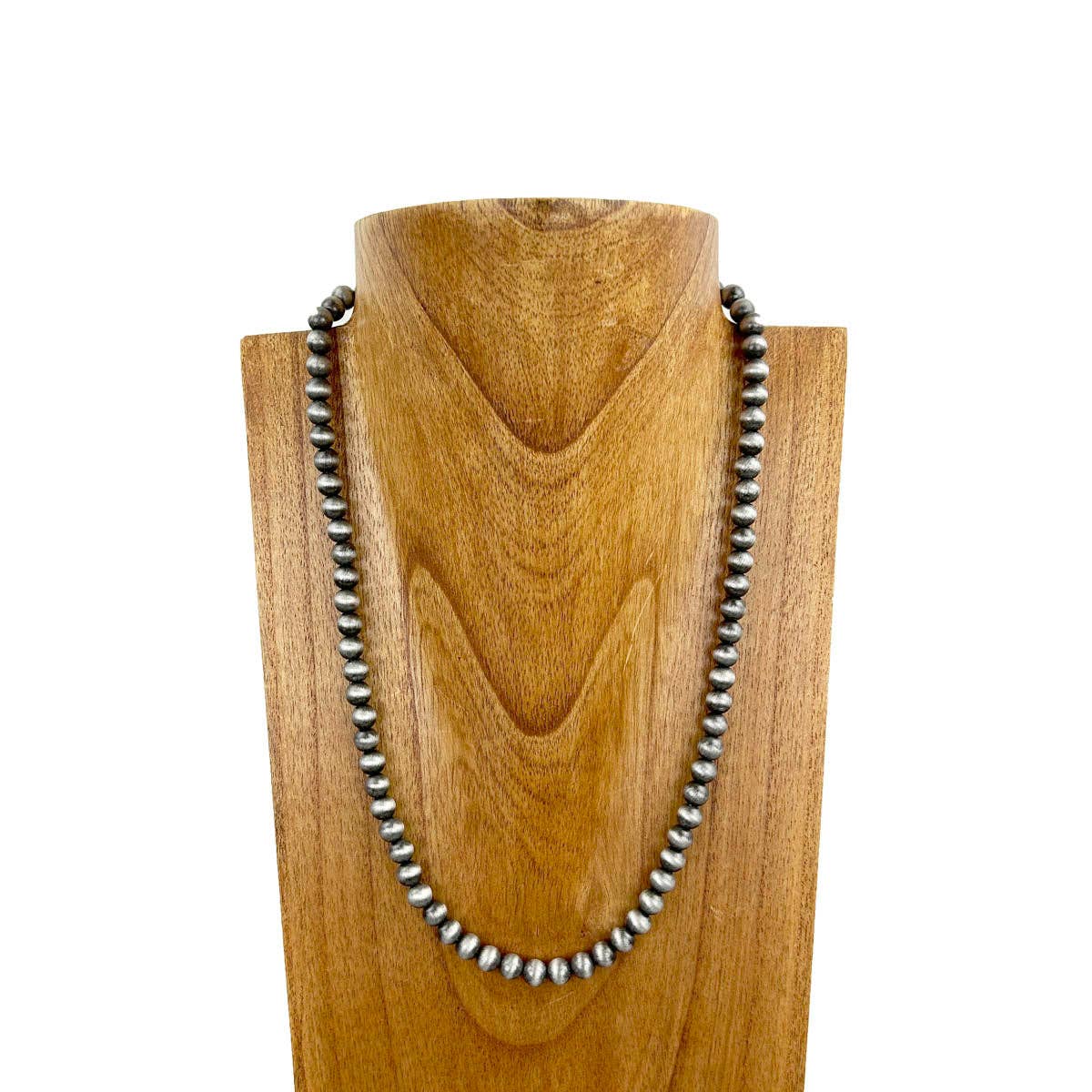 NKS230603-47-SILVER 22 Inches 8mm silver Navajo pearl bead Necklace