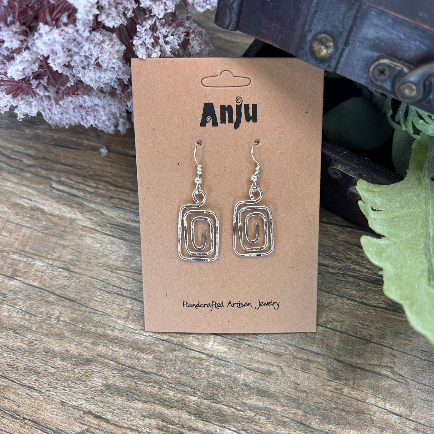 Silver Plated Earrings - Smaller Size Square Spiral