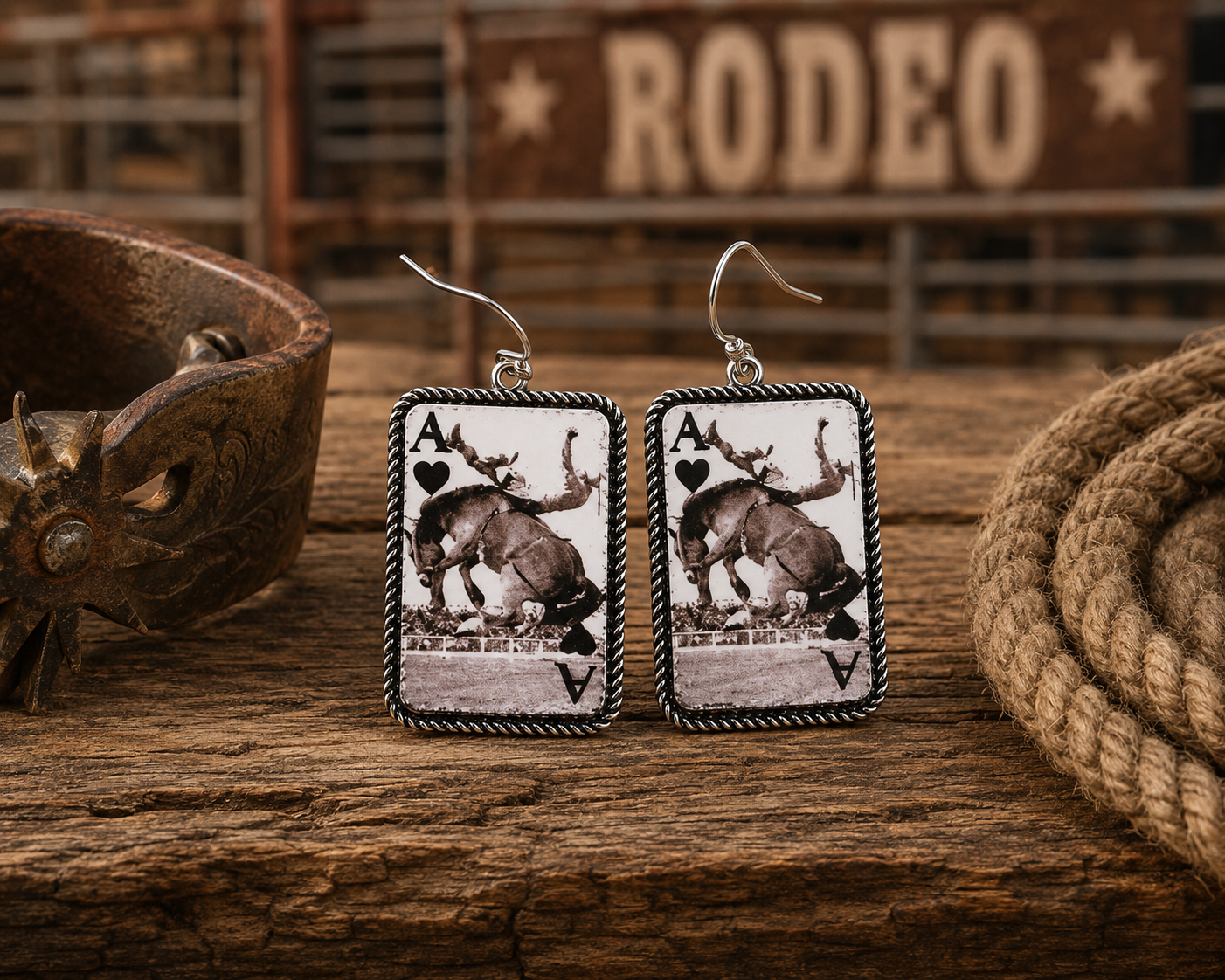 Western Ace Cowboy Card Dangle Earring