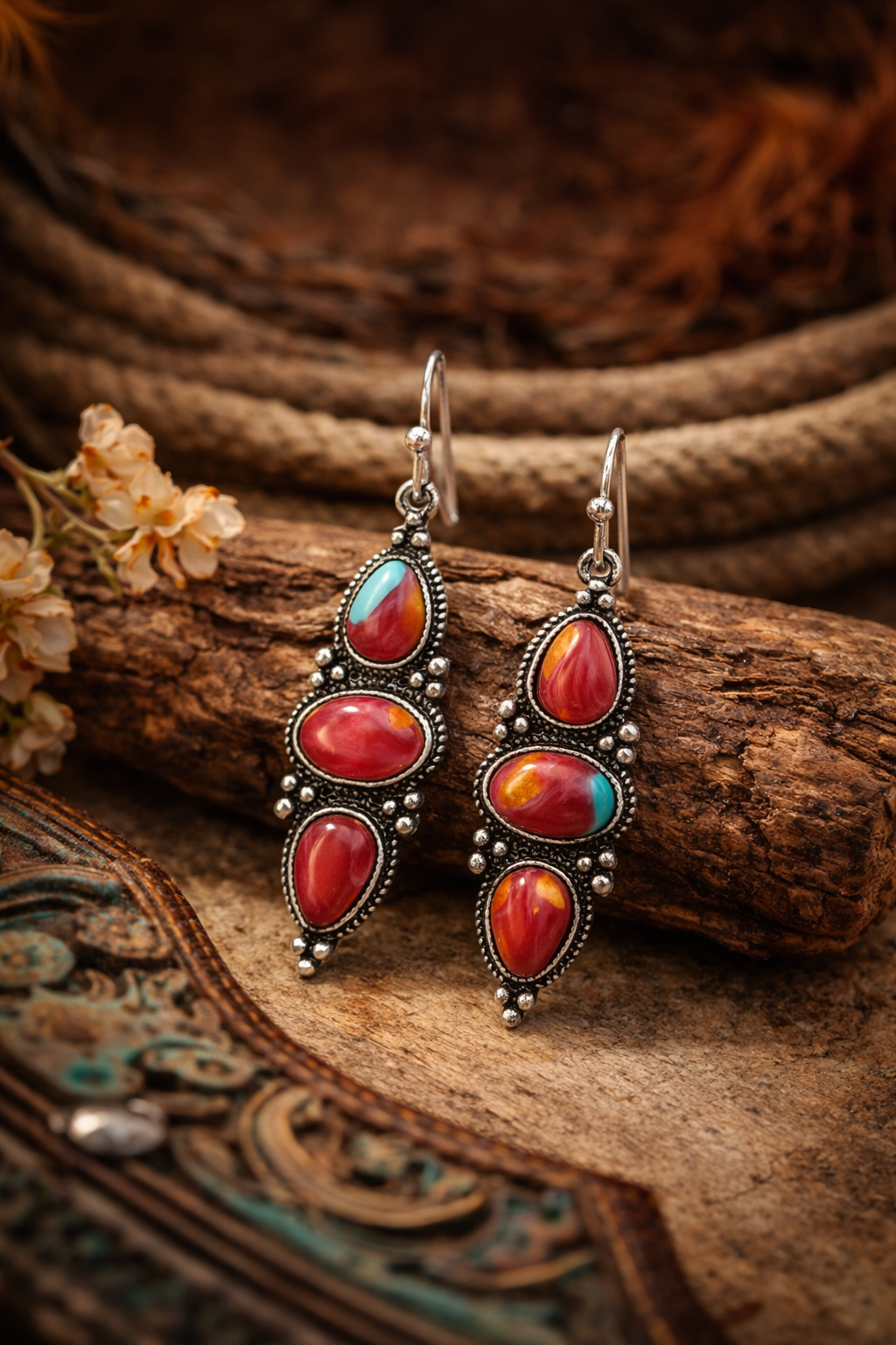 Red Rock Turquoise Earrings