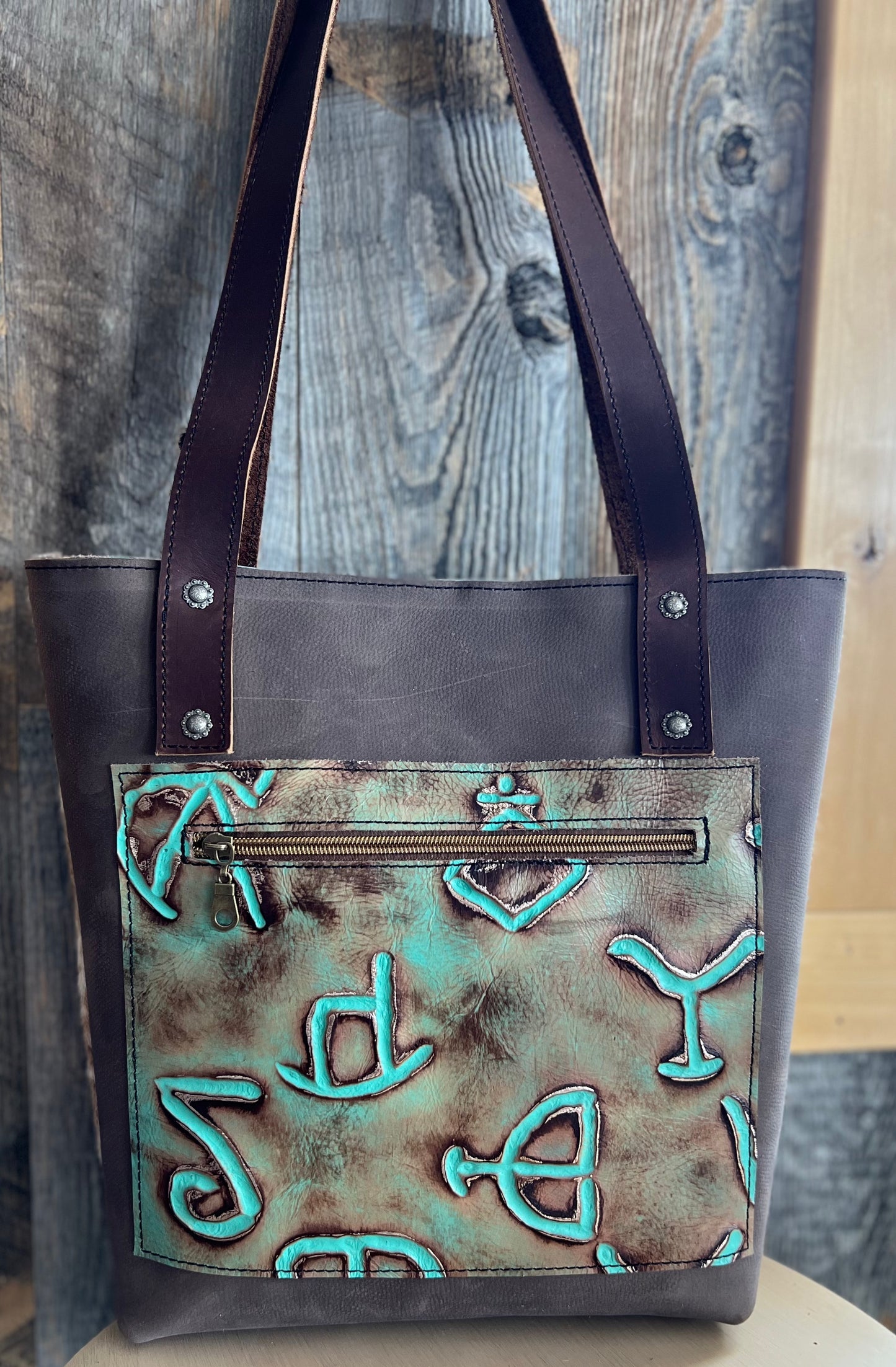 HOH Tote and Turquoise Brands #4011-Twisted r Leather