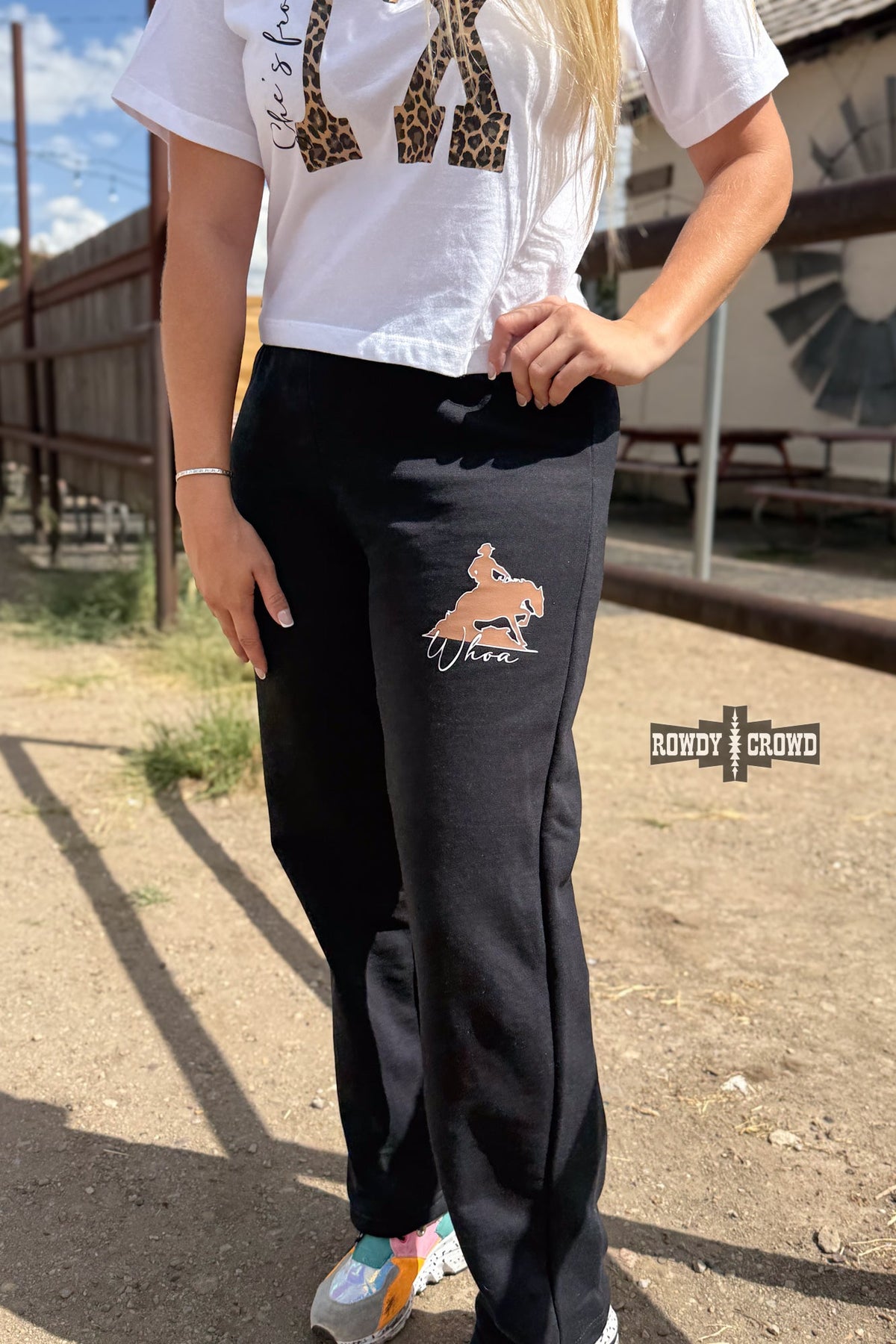 Whoa Western Bronc Rider Sweatpants ā Black | SāXL š¤