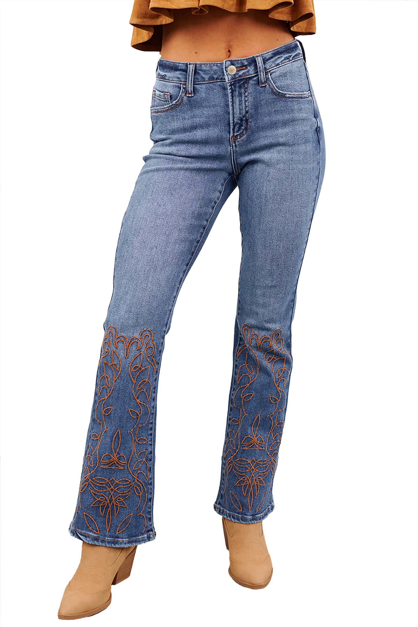 Ashleigh Blue Embroidered Flare Leg Jeans