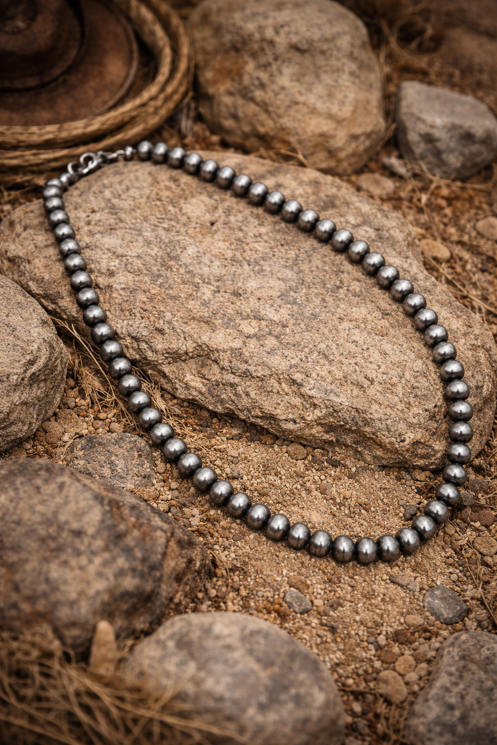 Dust & Silver Faux Navajo Beads Necklace