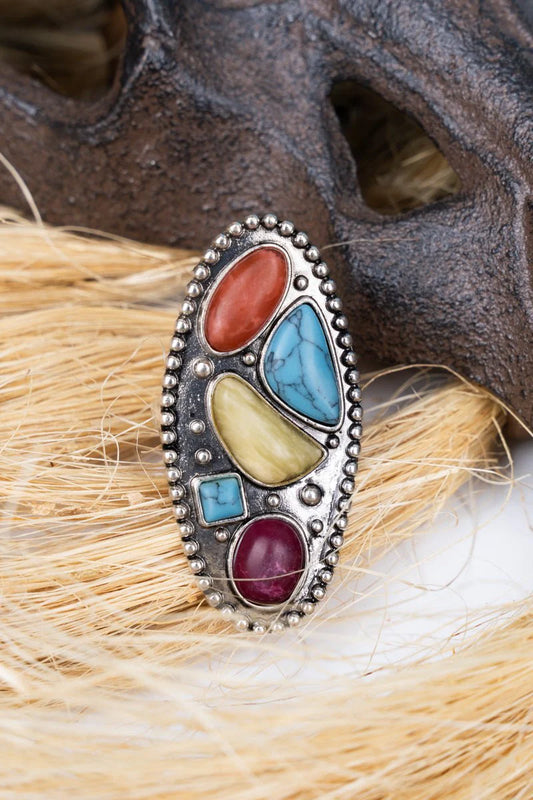 Multi-Color Calico Canyon Oval Ring
