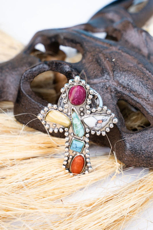 Multi-Color Calico Canyon Cross Ring