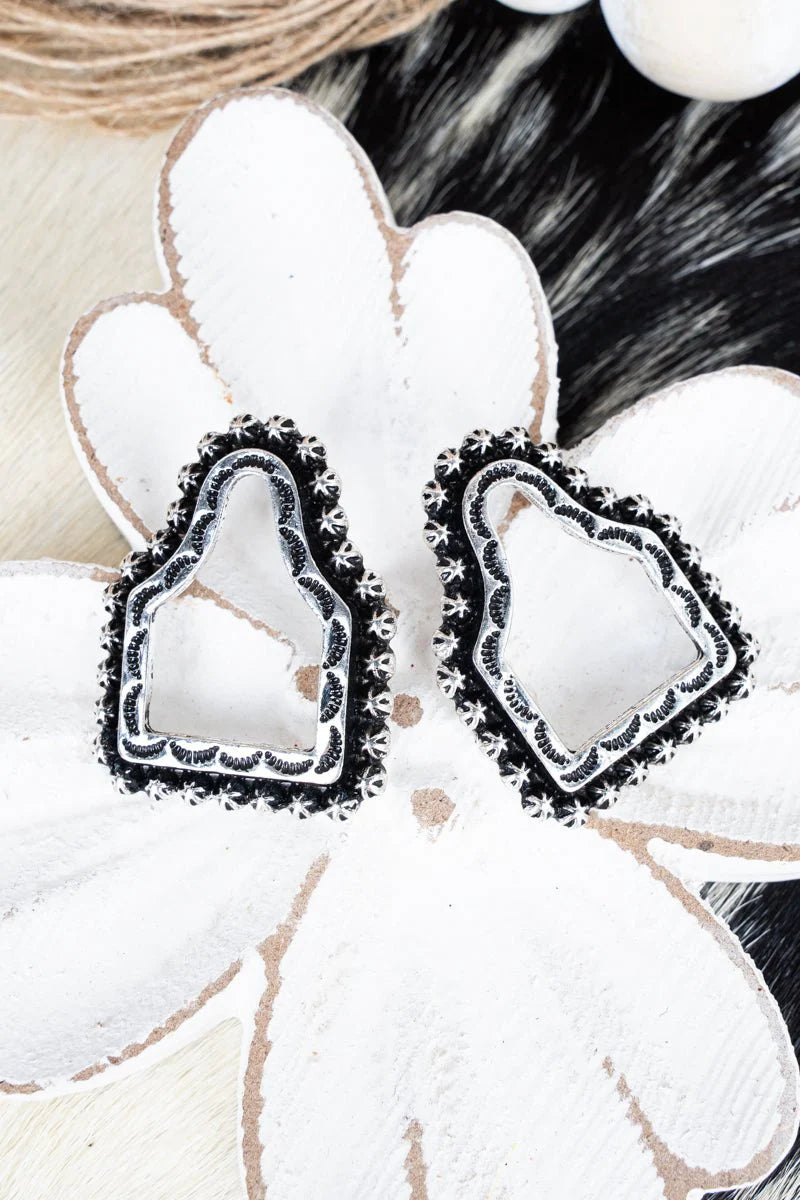 Angus Ridge Cattle Tag Silvertone Earrings