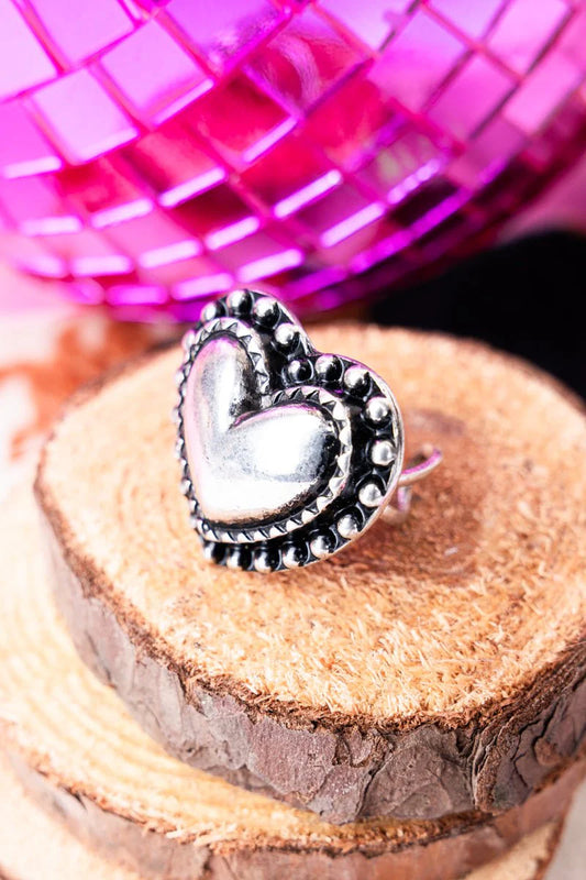 Tularosa Heart Silvertone Cuff Ring