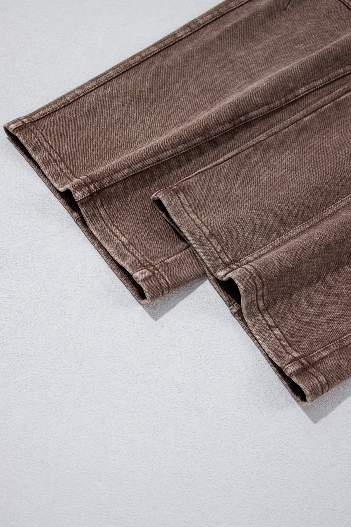 Coffee Mineral Wash Elastic Waist Barrel Pants