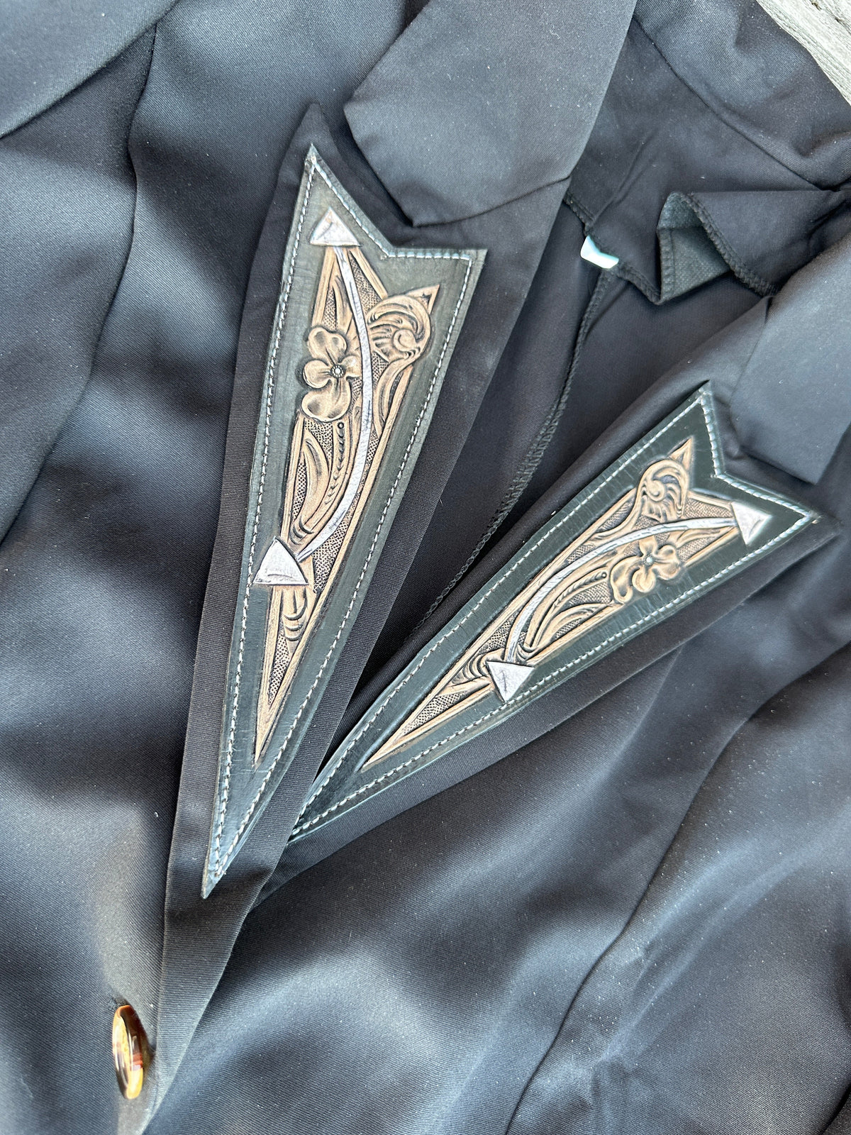 Classic Arrow Hand-Tooled Leather Lapel Blazer — One of a Kind