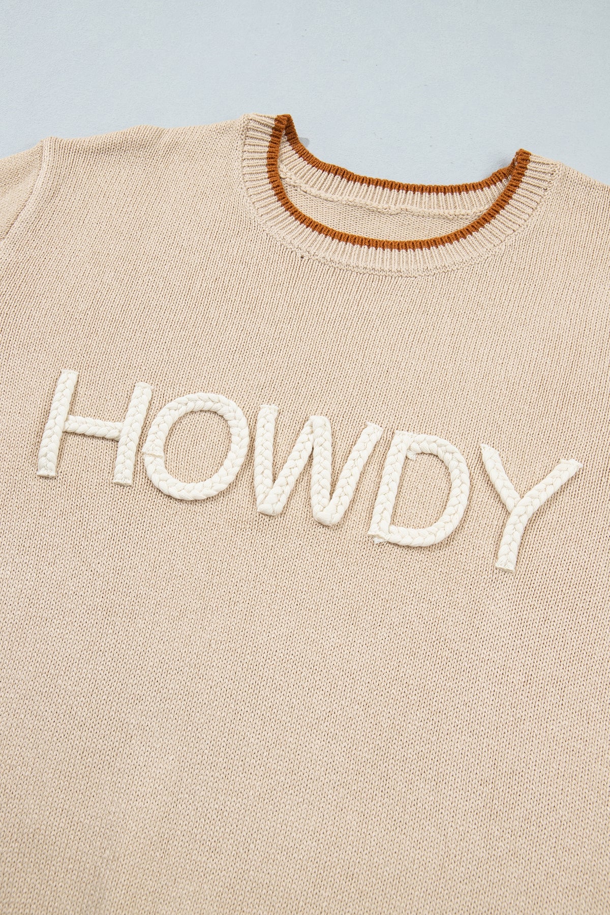 HOWDY Rope Letter Relaxed Sweater