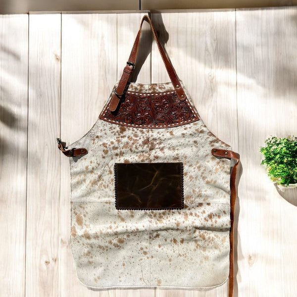 Cowhide & Tooled Leather Apron