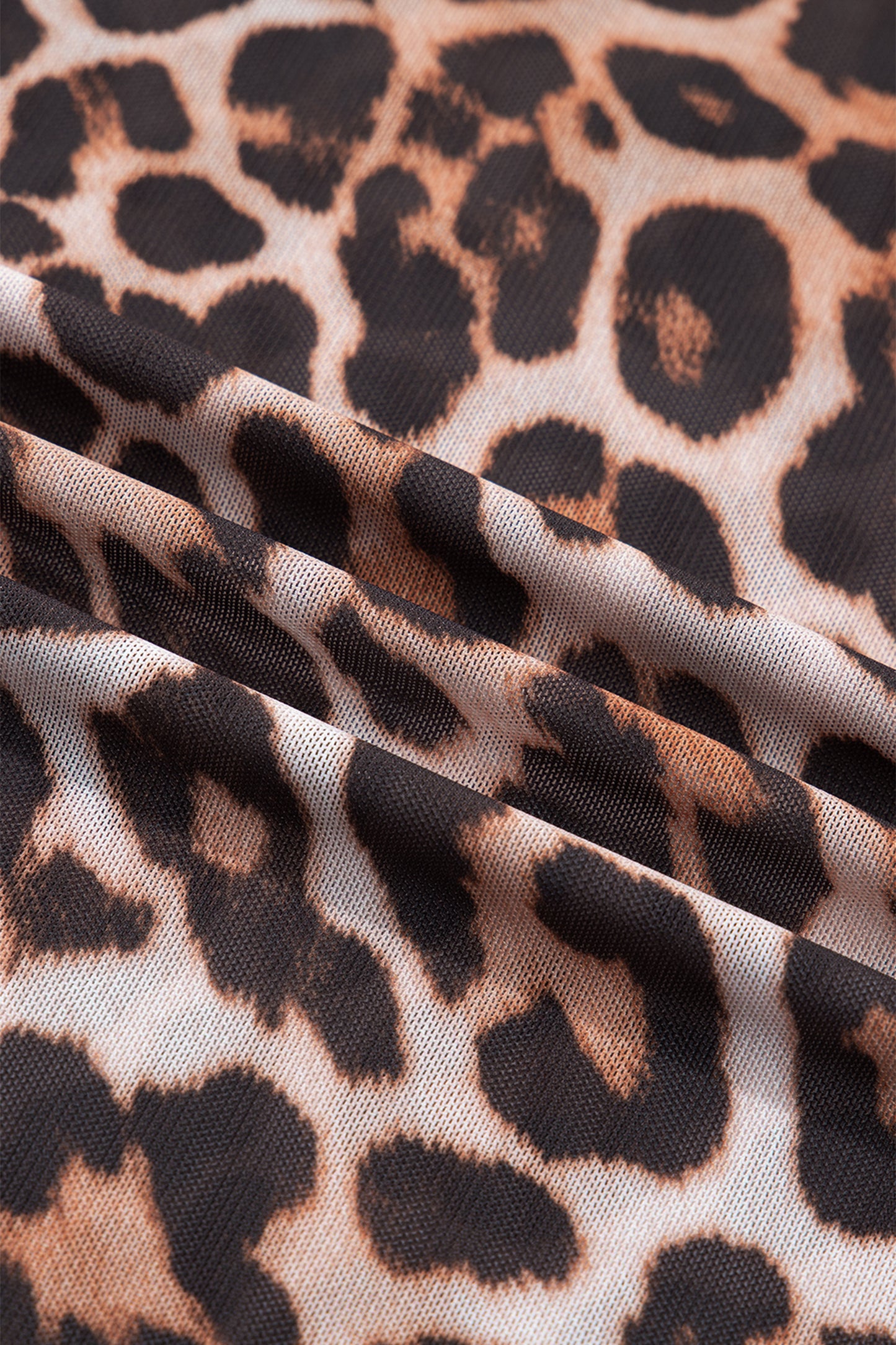 Plus Leopard Mesh Long Sleeve Top