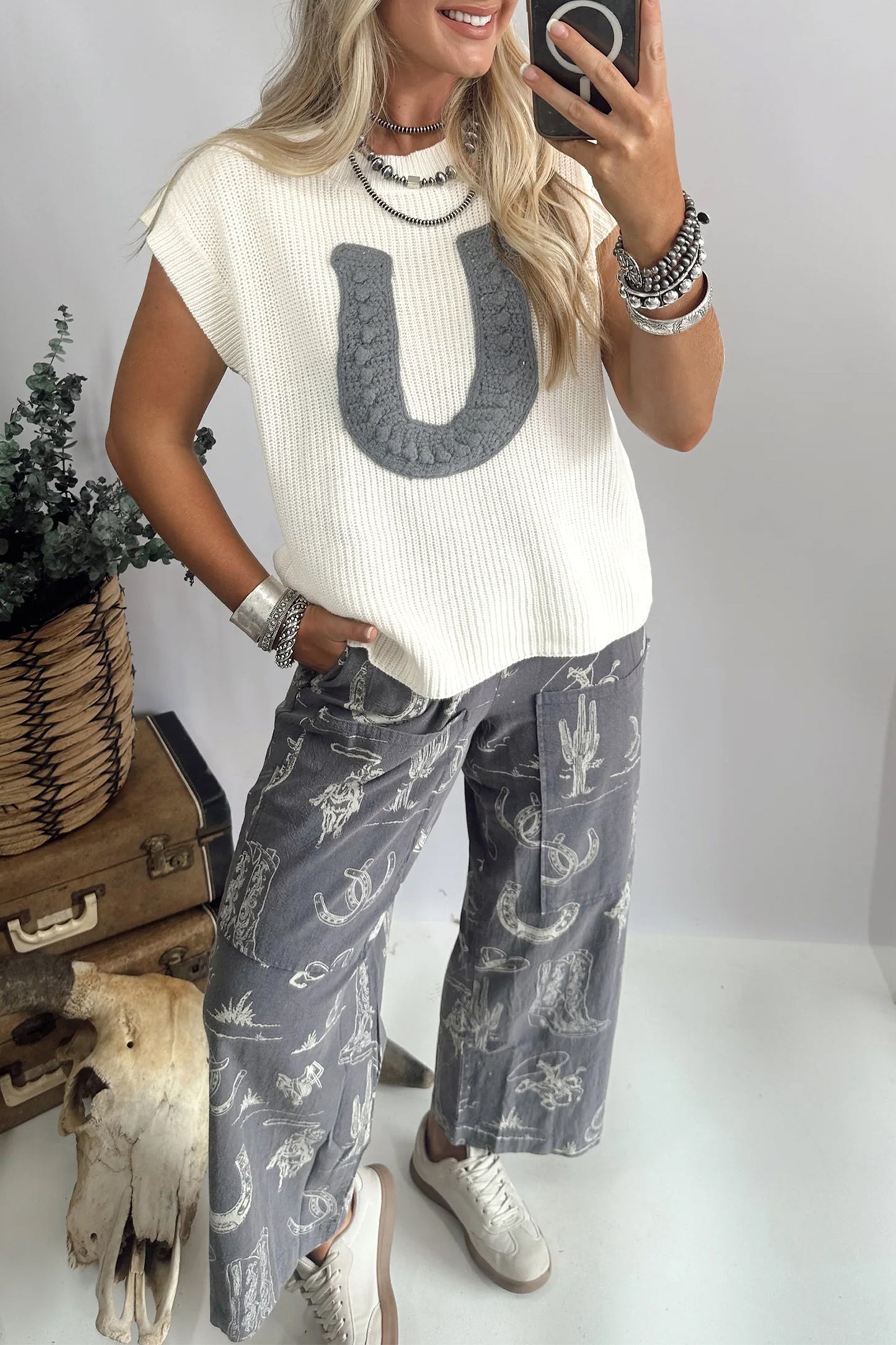 Crochet Horseshoe Knit Sweater