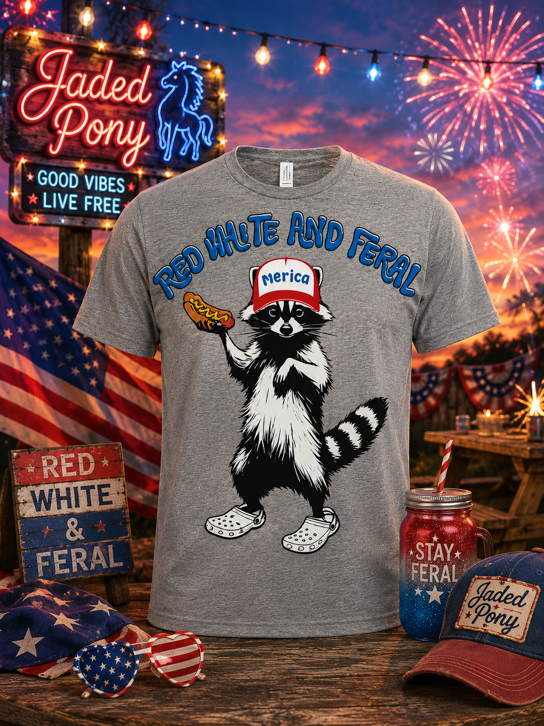 ❤️🤍💙 Red, White & Feral Tee