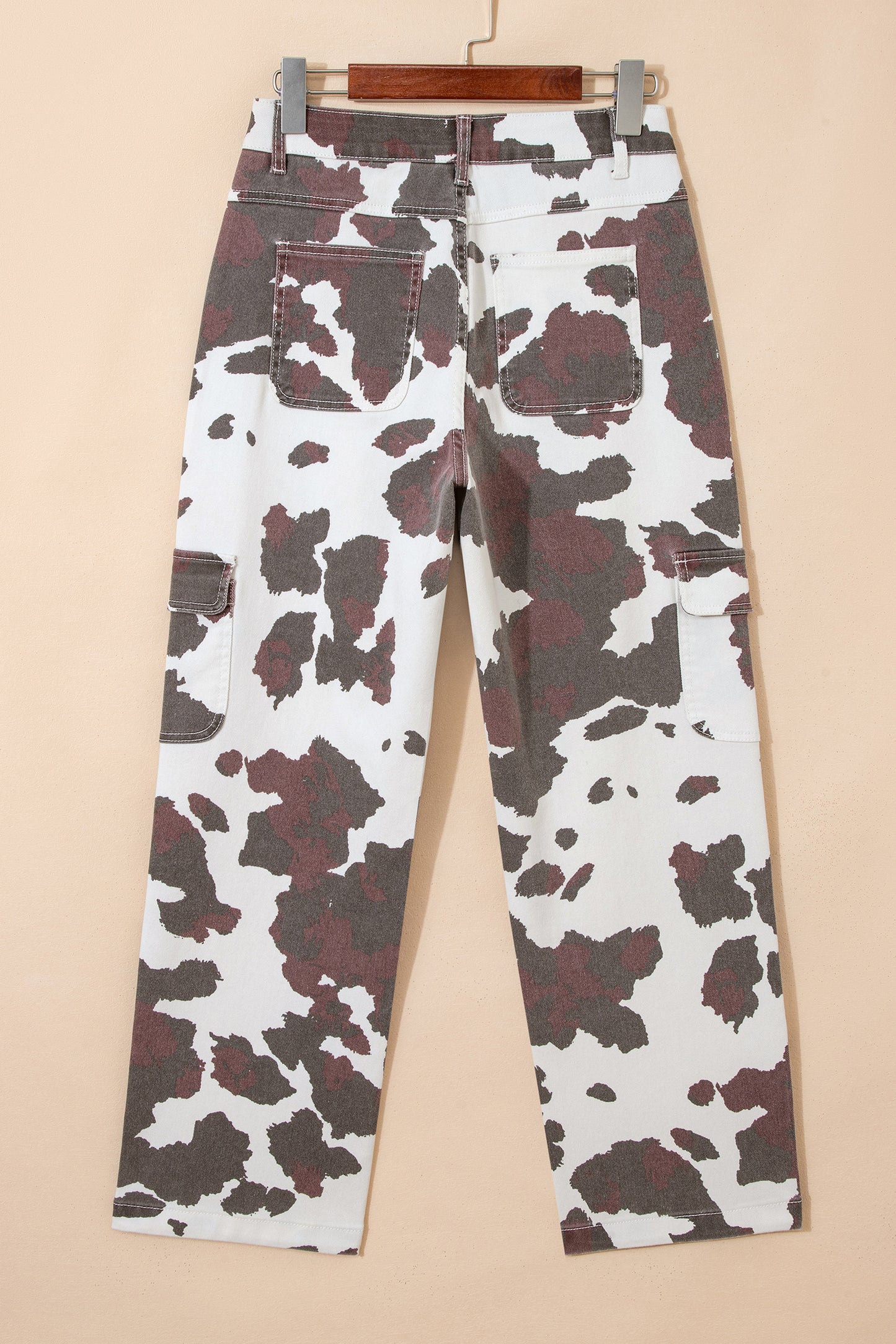 Brown Cow Print Multi Pocket Jeans