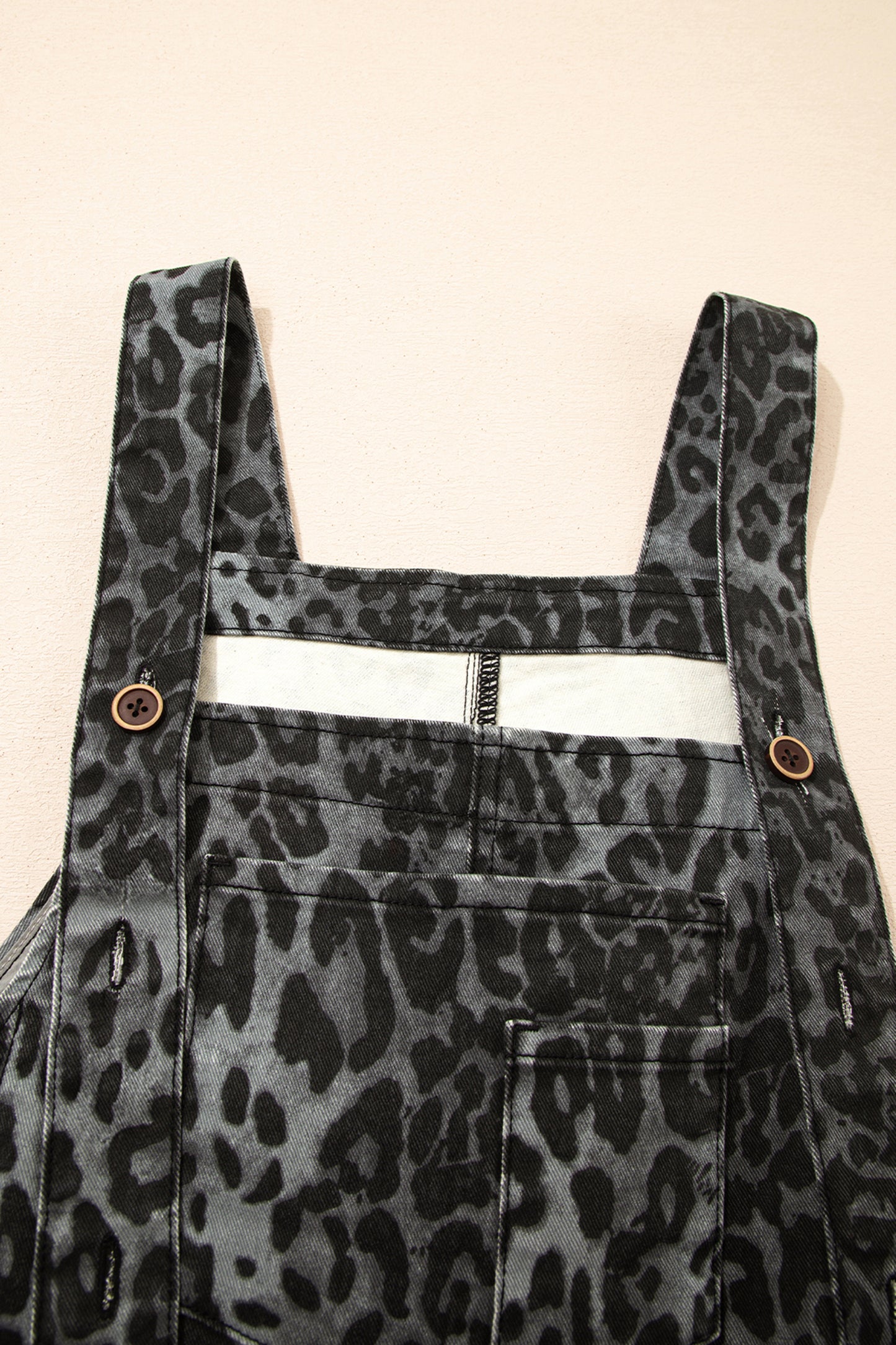 Leopard Print Cropped Denim Overalls