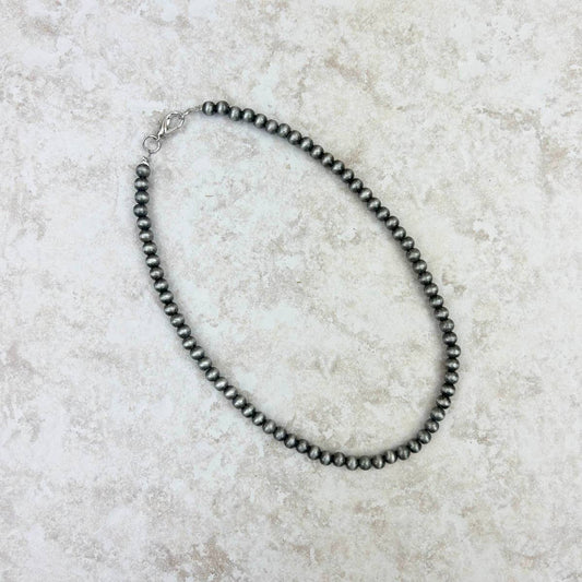 16-Inch 6mm Silver Cowgirl Pearl Bead Necklace