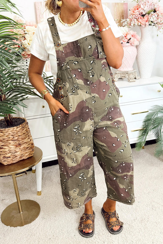 Backroad Camo Cropped Denim Overalls