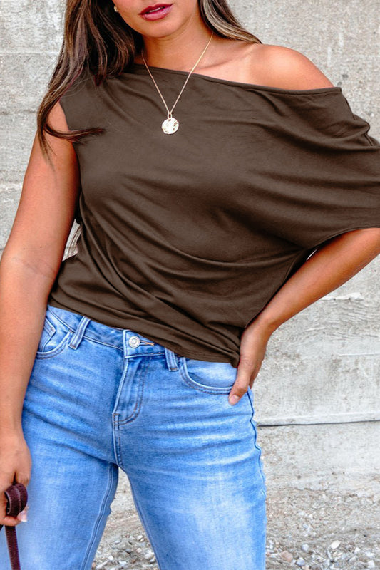 Asymmetric Neck Plus Size Blouse