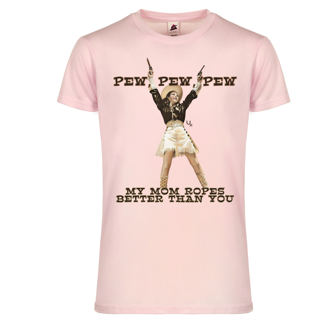 Pew Pew Pew Kids Tee 💥🤠 in Pink & Navy