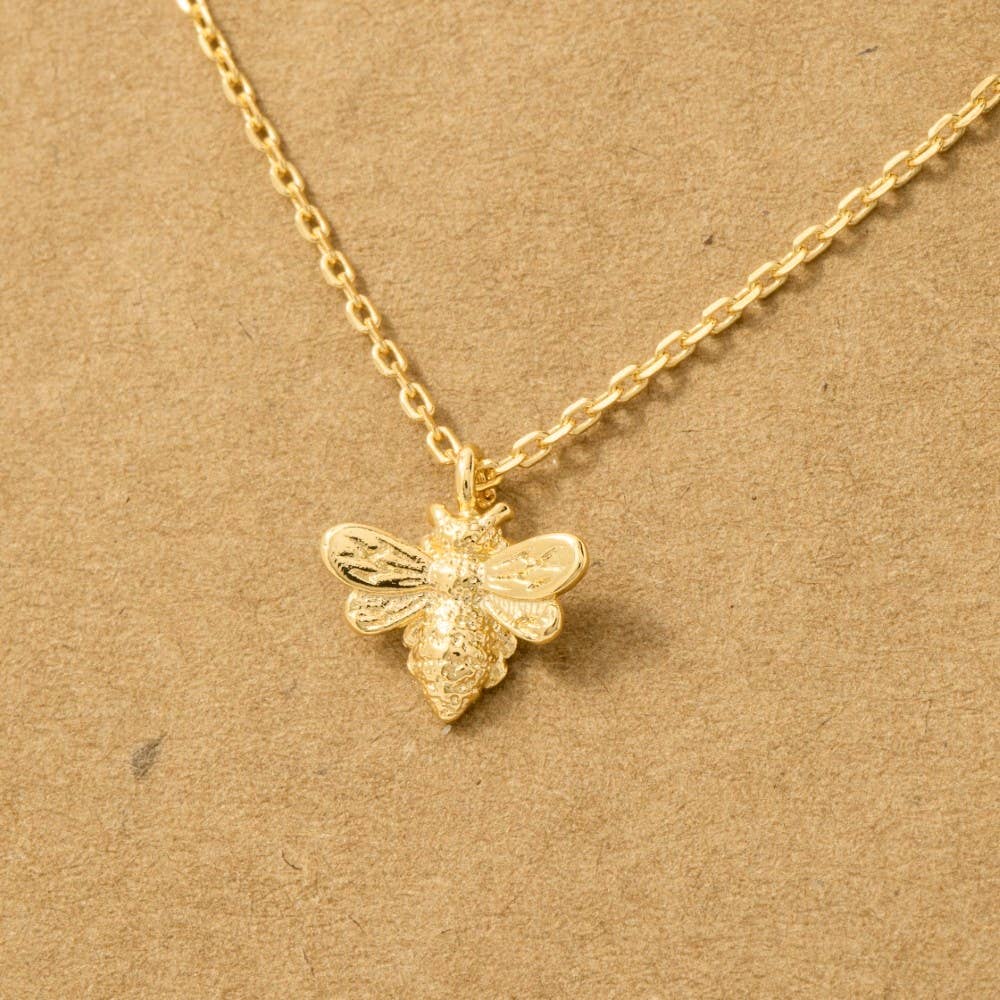 Gold Dipped Mini Bee Pendant Necklace
