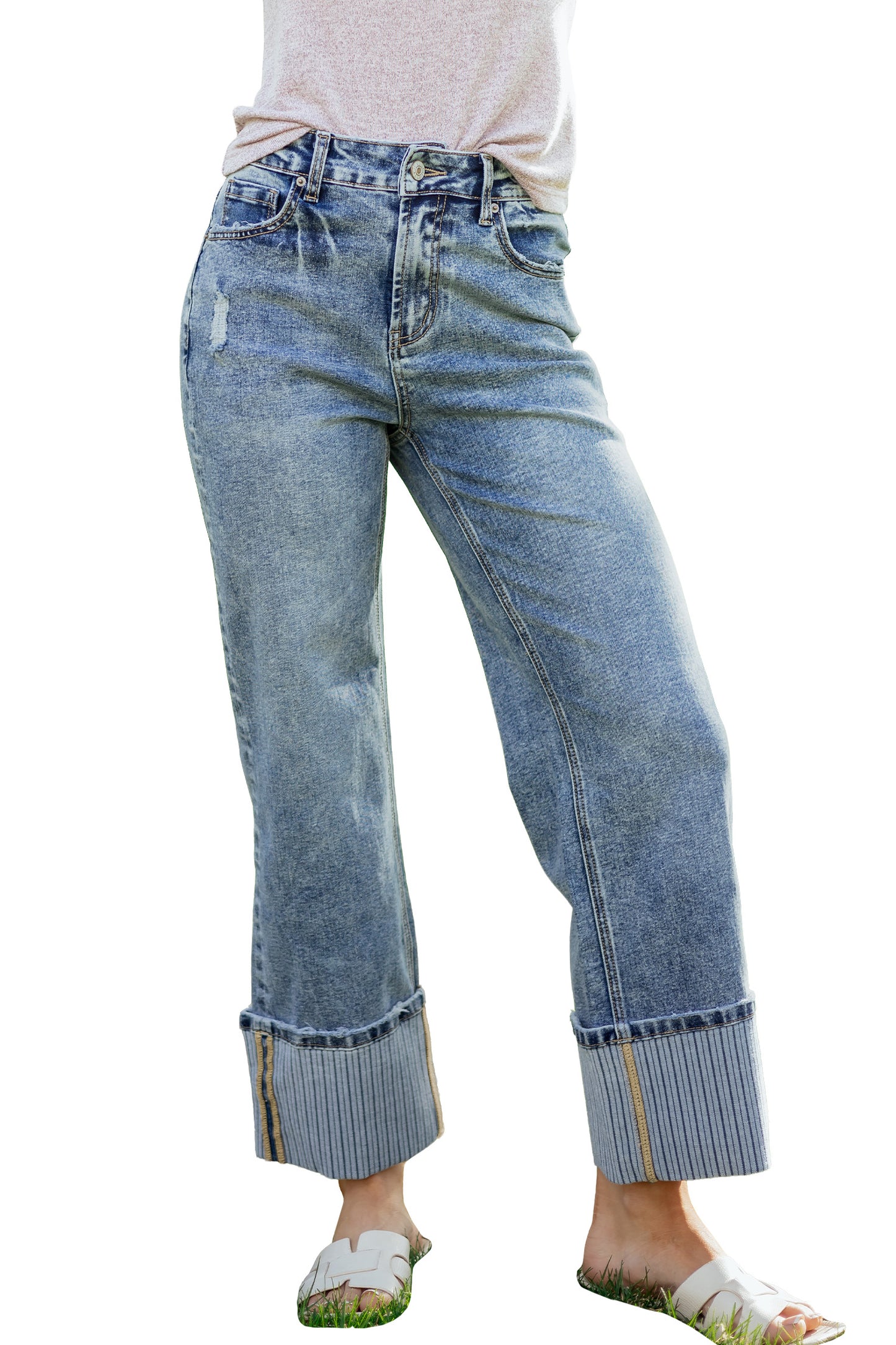 Ashleigh Blue Cuffed Straight Jeans