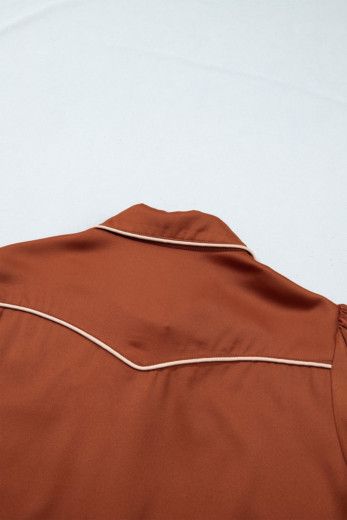 Cinnamon Silky Western Yoke Button-Front Shirt