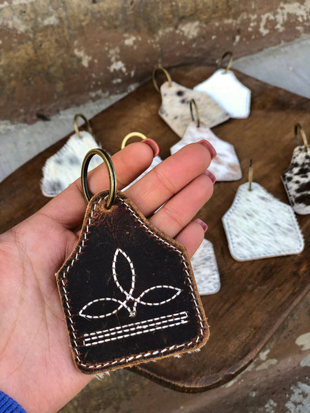 BootStitch Rustic Leather & Cowhide Keychain