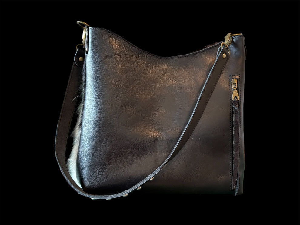 Black & White Hair-on-Hide Concealed Carry Purse – Genuine Leather