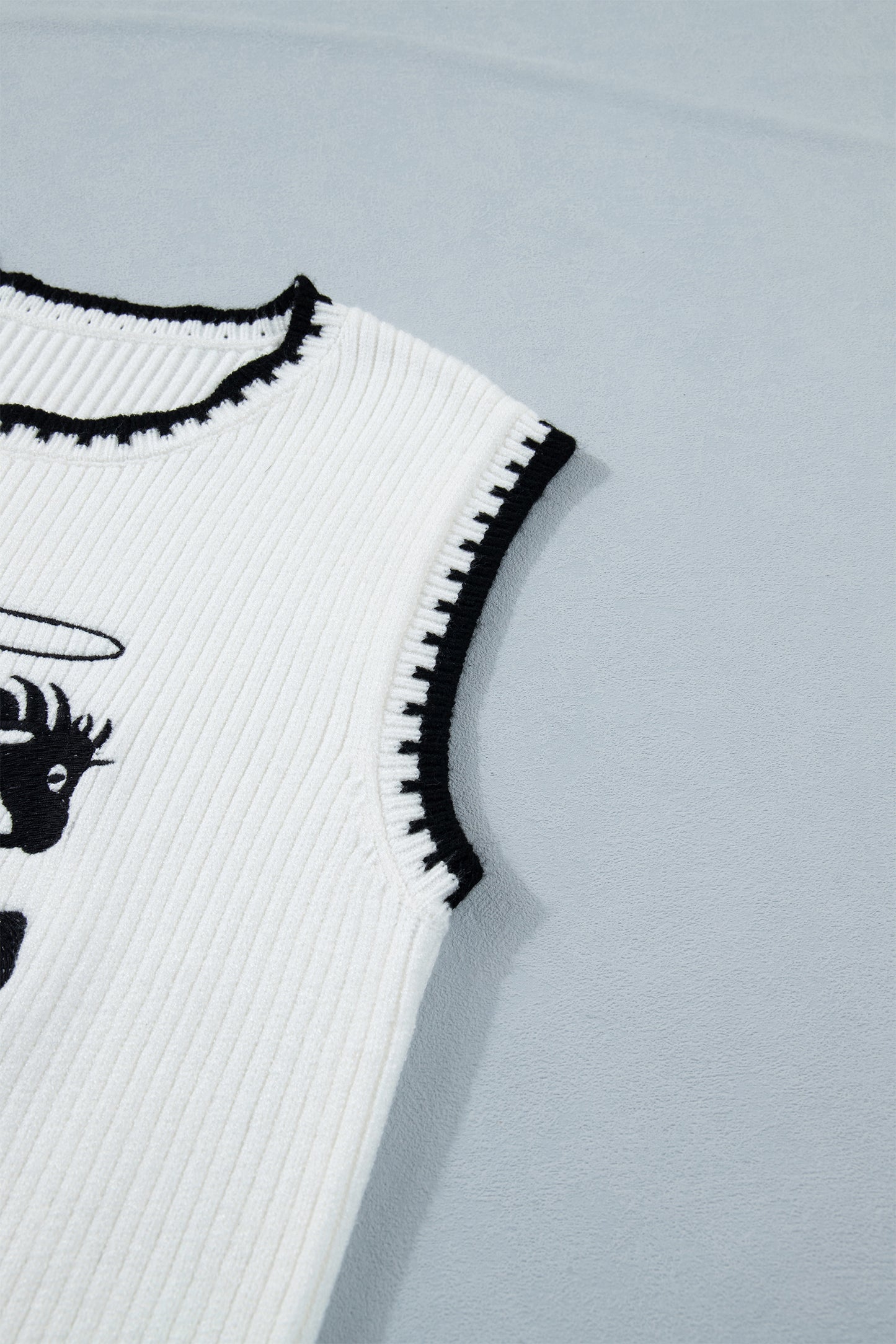 White Rodeo Cowboy Contrast Trim Sweater Vest