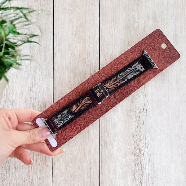 45mm Feather Hand Tooled Apple Watch Band