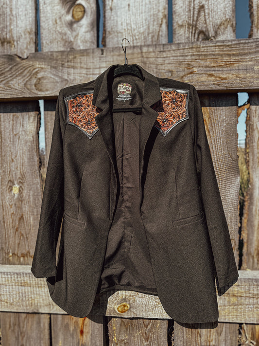 Hand-Tooled Western Yoke Blazer
