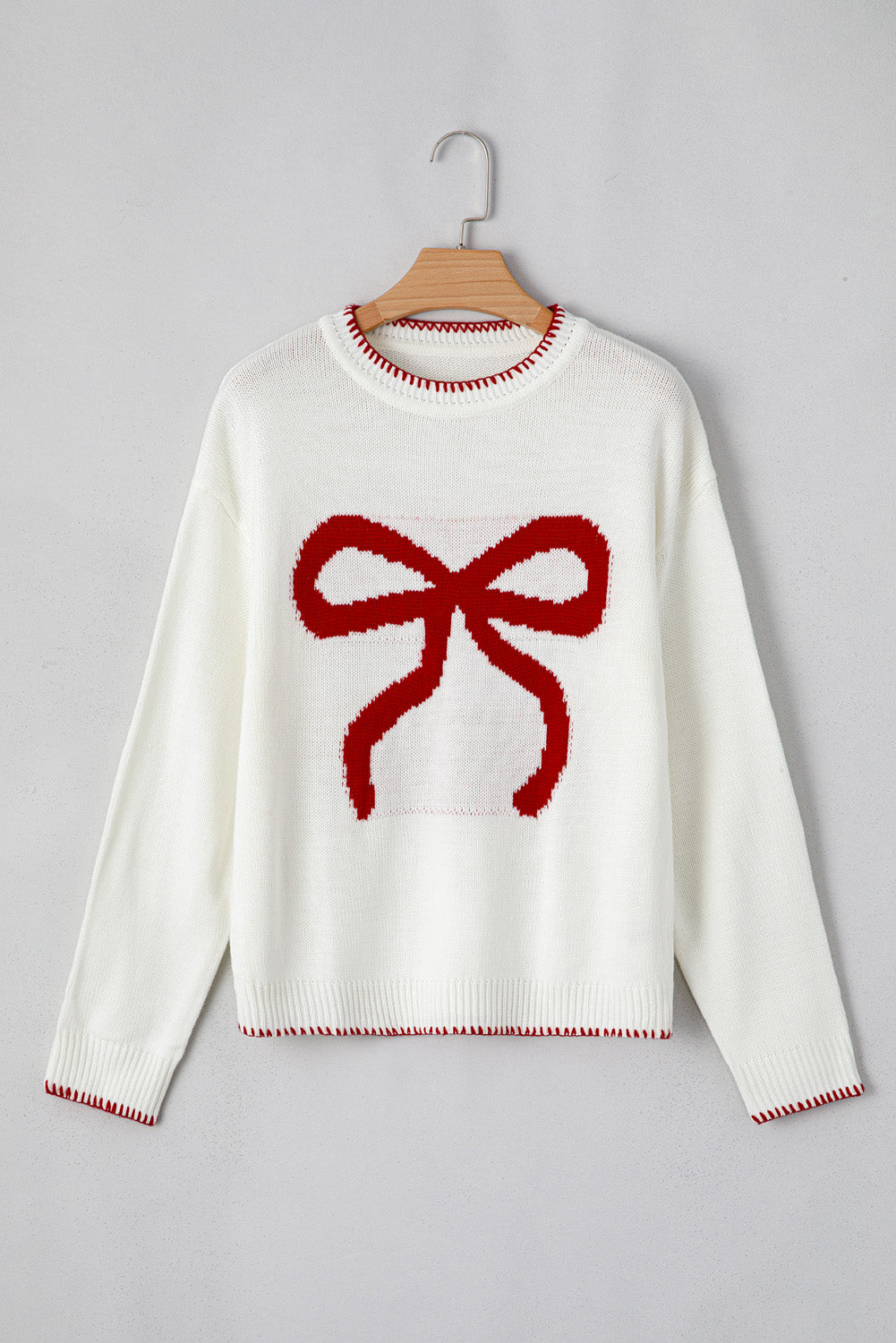 White Bow  Christmas Loose Sweater
