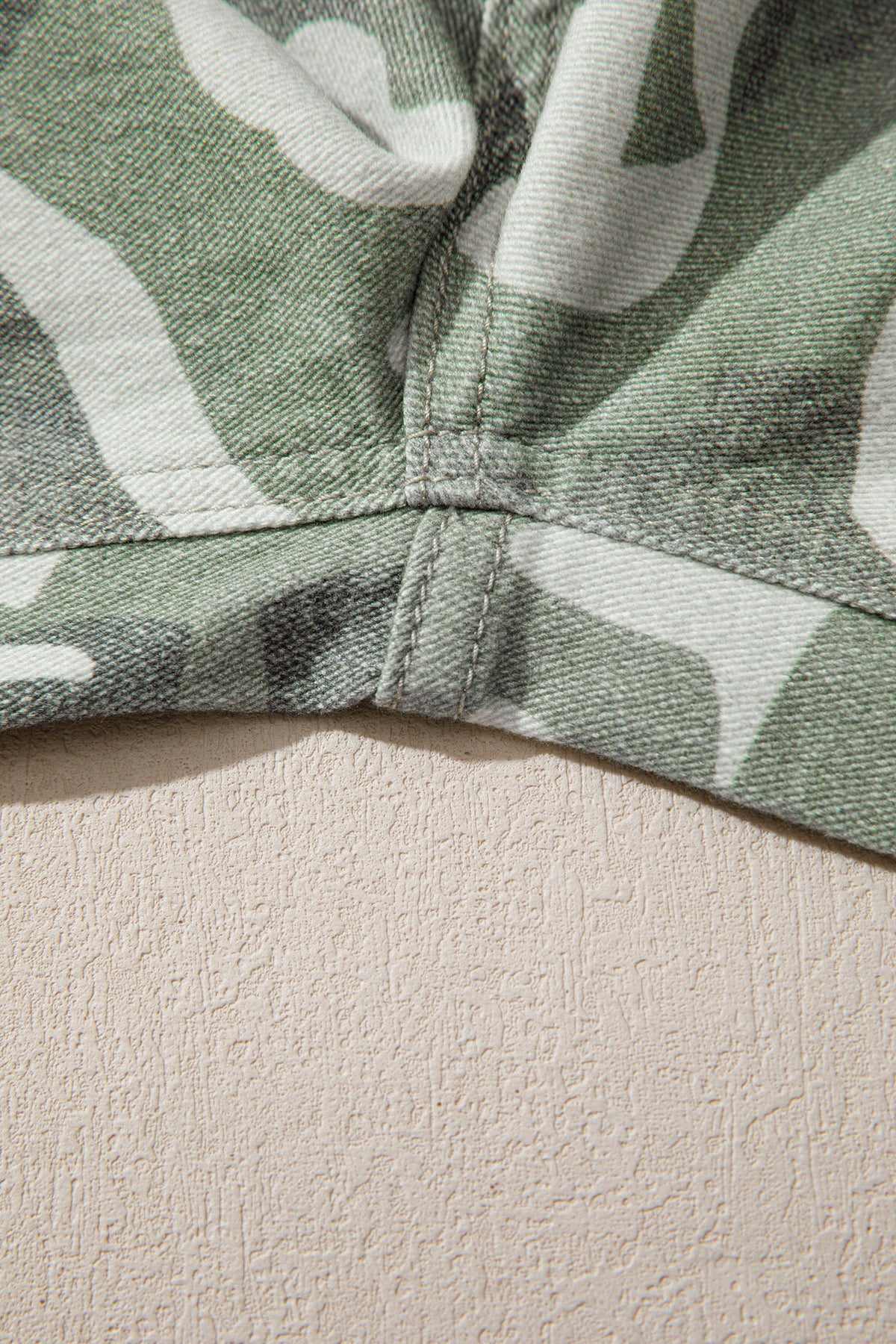 Green Camo Button Fly Straight Leg Ankle Jeans