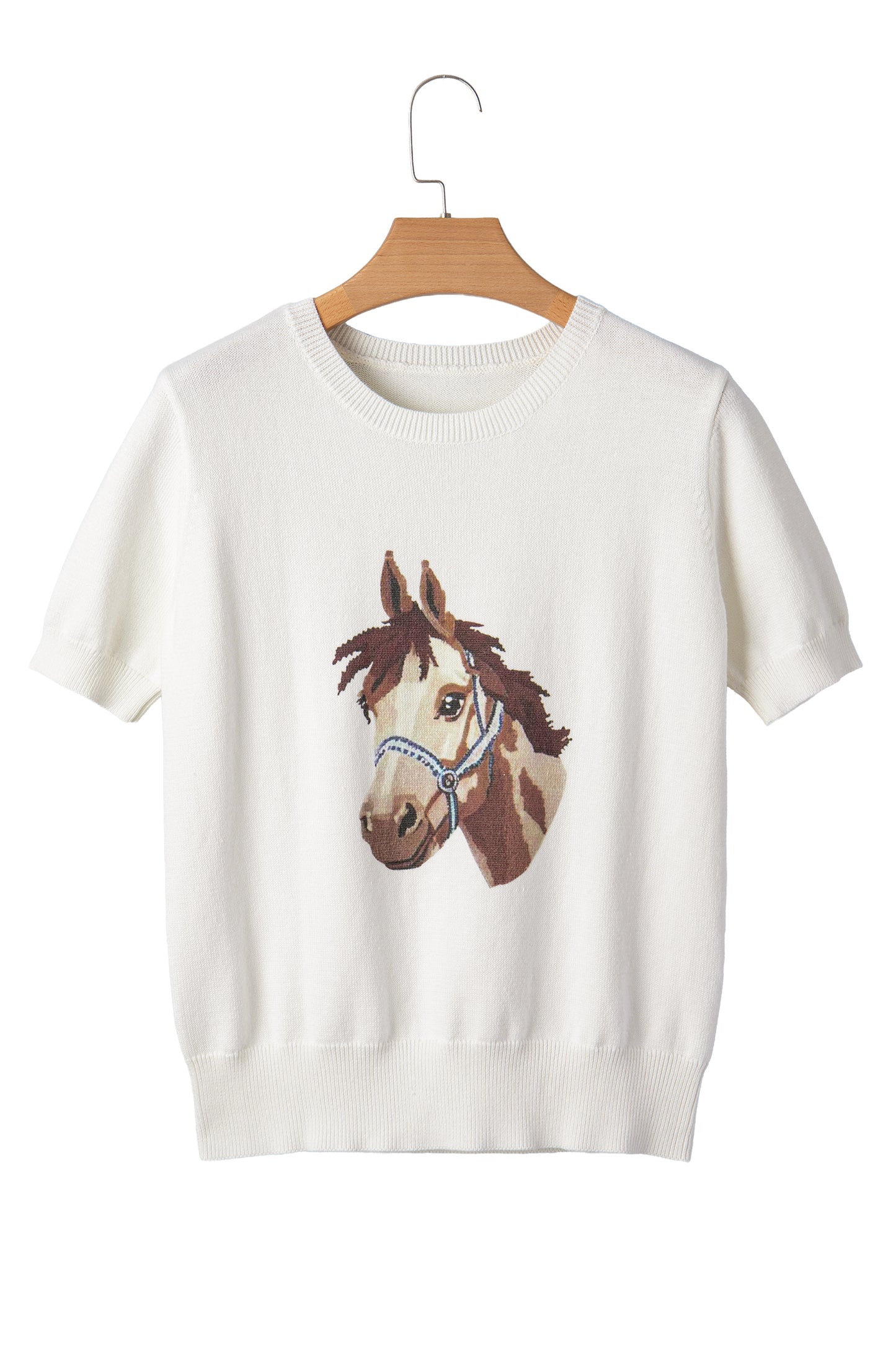 White Wild West Horse Head Knit Tee