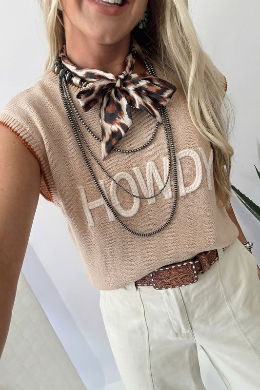 HOWDY Contrast Trim Short Sleeve Knit