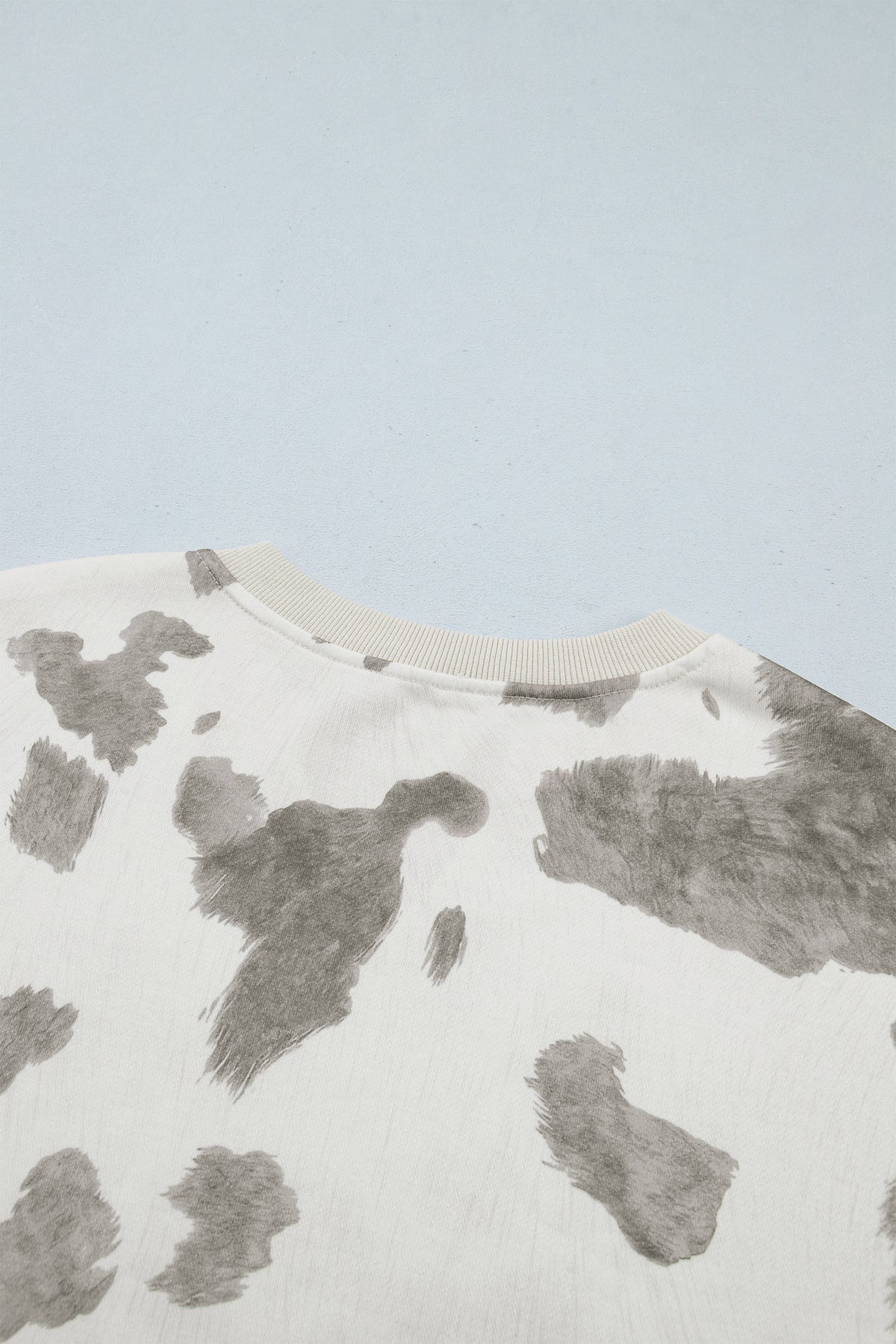 Gray Cow Print Western Raw Hem 2-Piece Shorts Set